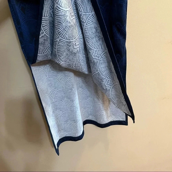 H&M NWT Fan Blue Black Sleeveless Midi Dress Sheath Bodycon Zipper - Picture 3 of 13